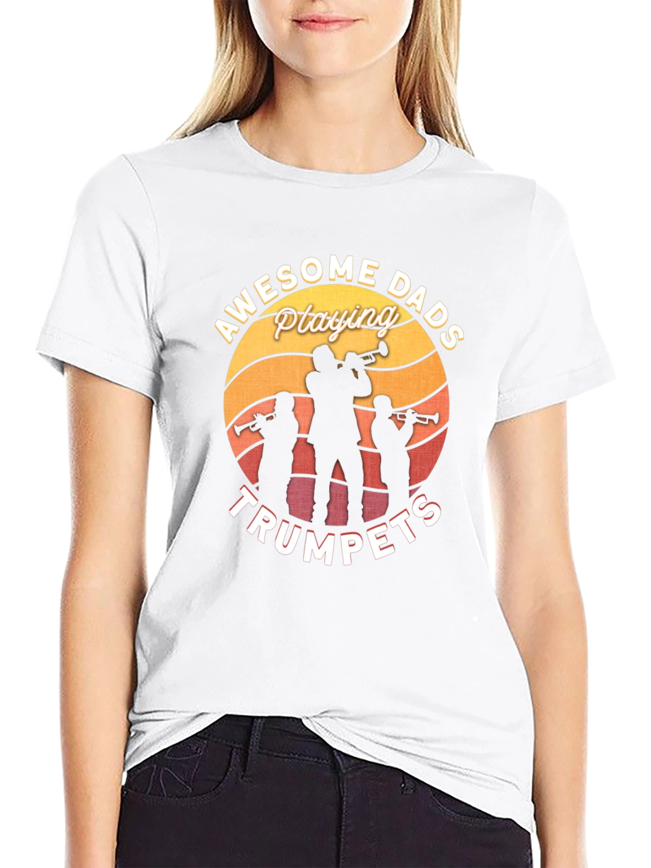 Awesome Dads Playing Trumpets Black T-Shirt