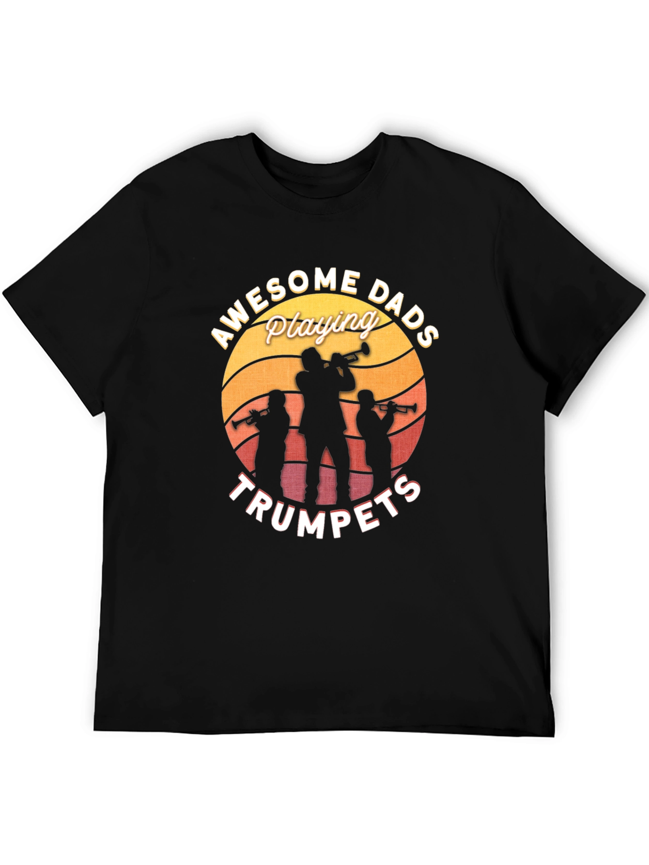 Awesome Dads Playing Trumpets Black T-Shirt