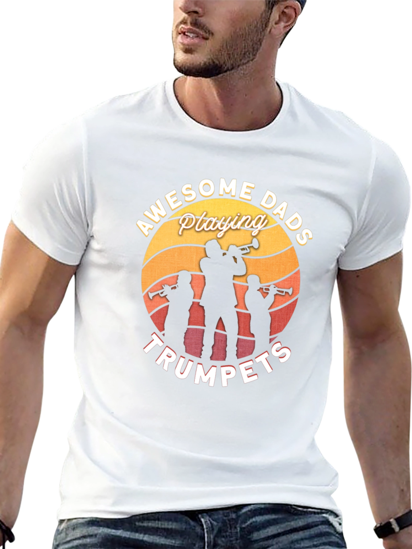 Awesome Dads Playing Trumpets Black T-Shirt