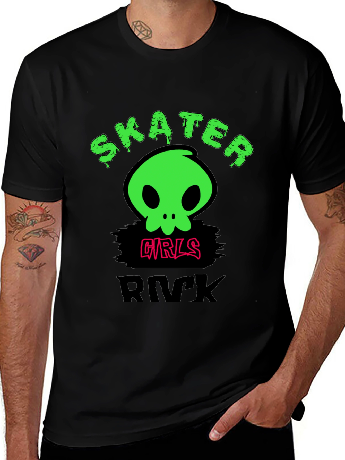 Skater Girls Rock T-Shirt - Edgy Skull Design