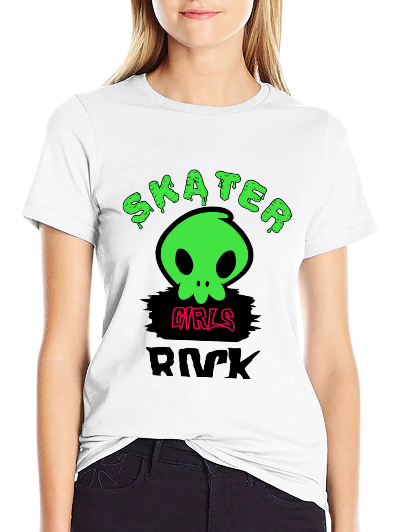 Skater Girls Rock T-Shirt - Edgy Skull Design