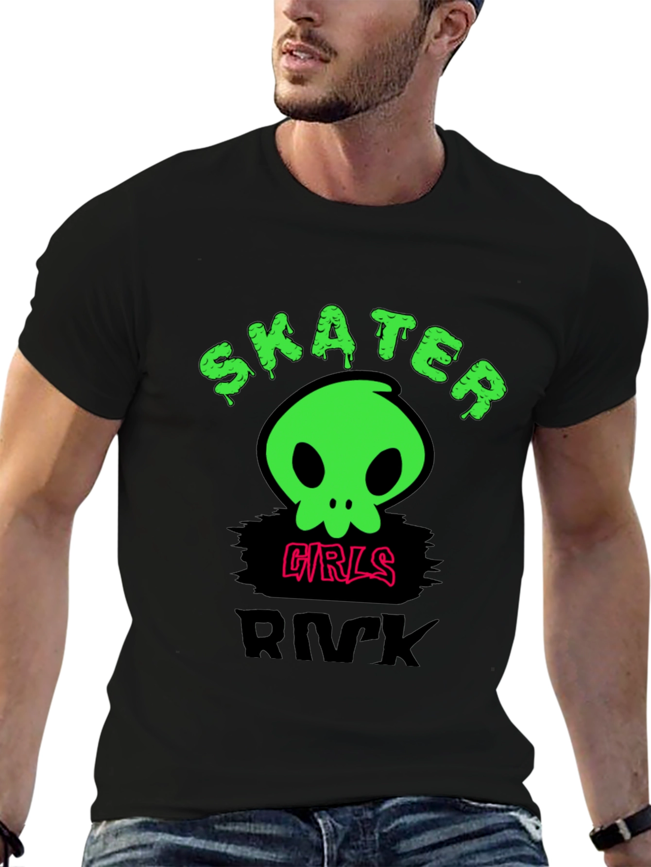 Skater Girls Rock T-Shirt - Edgy Skull Design