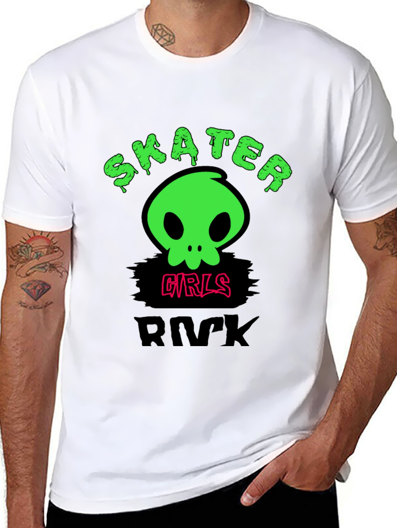 Skater Girls Rock T-Shirt - Edgy Skull Design