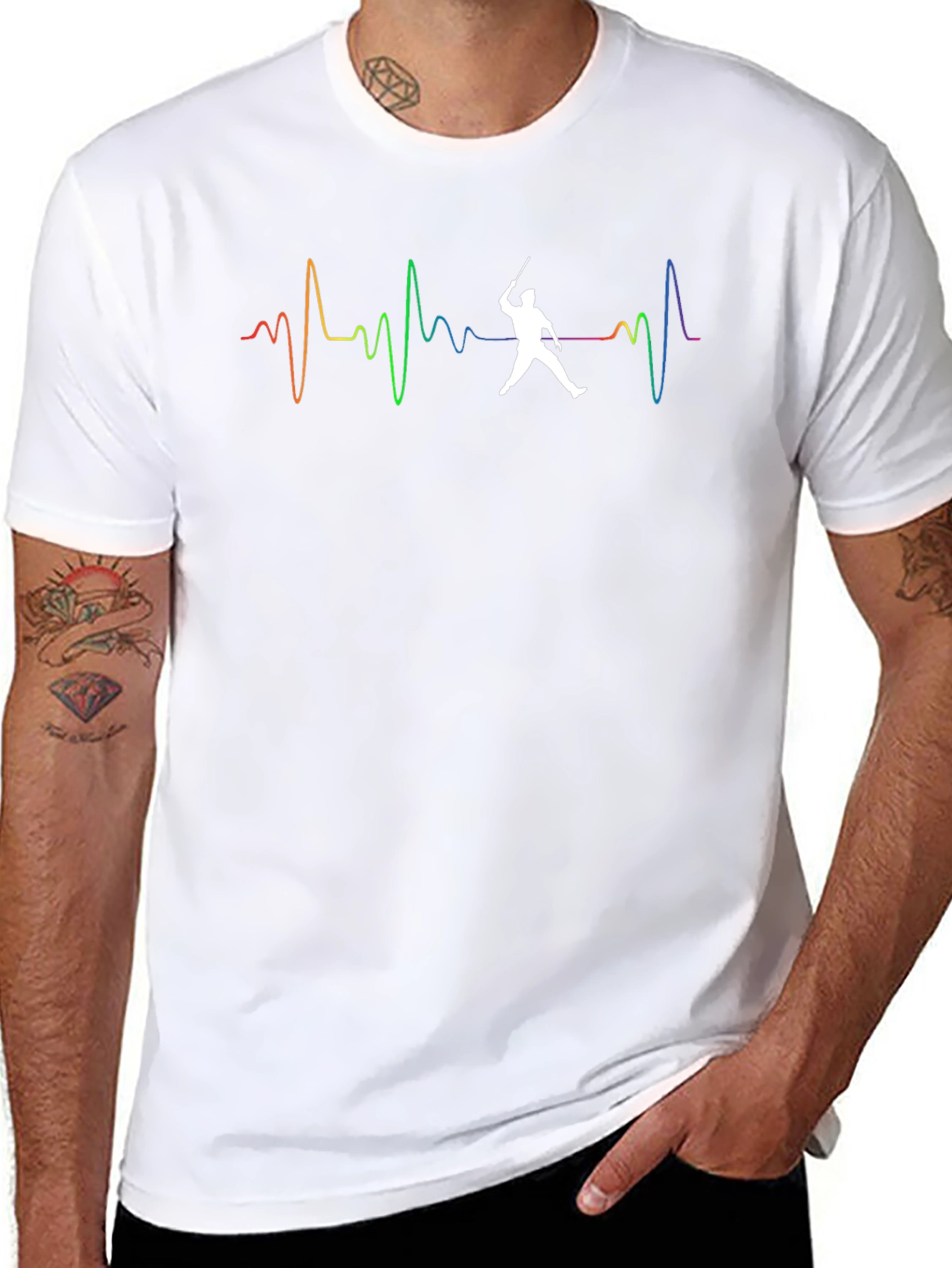 Fencing Heartbeat Graphic T-Shirt