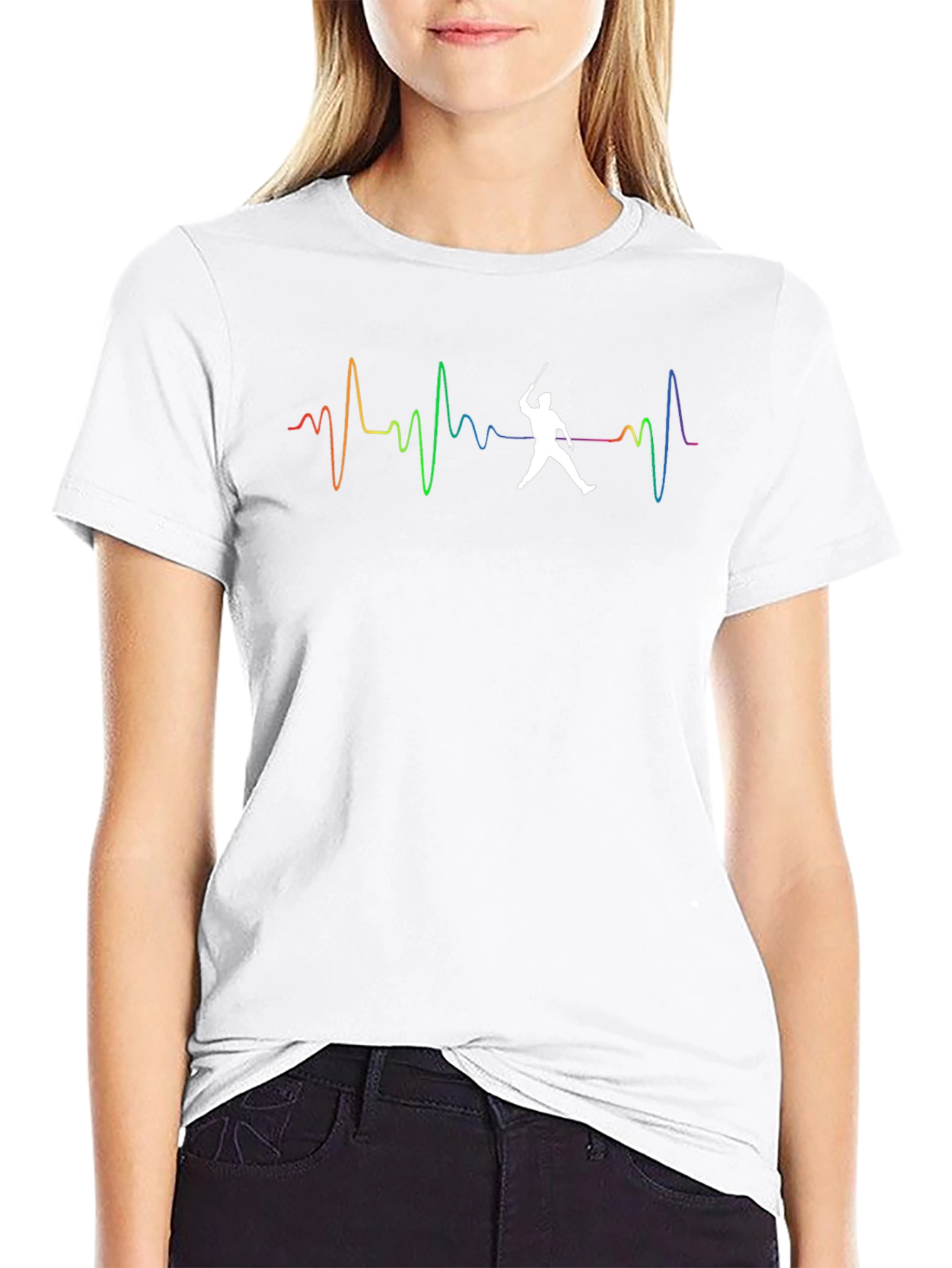 Fencing Heartbeat Graphic T-Shirt