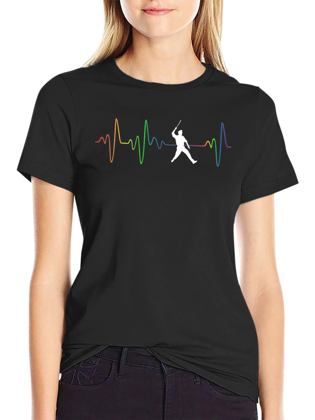 Fencing Heartbeat Graphic T-Shirt