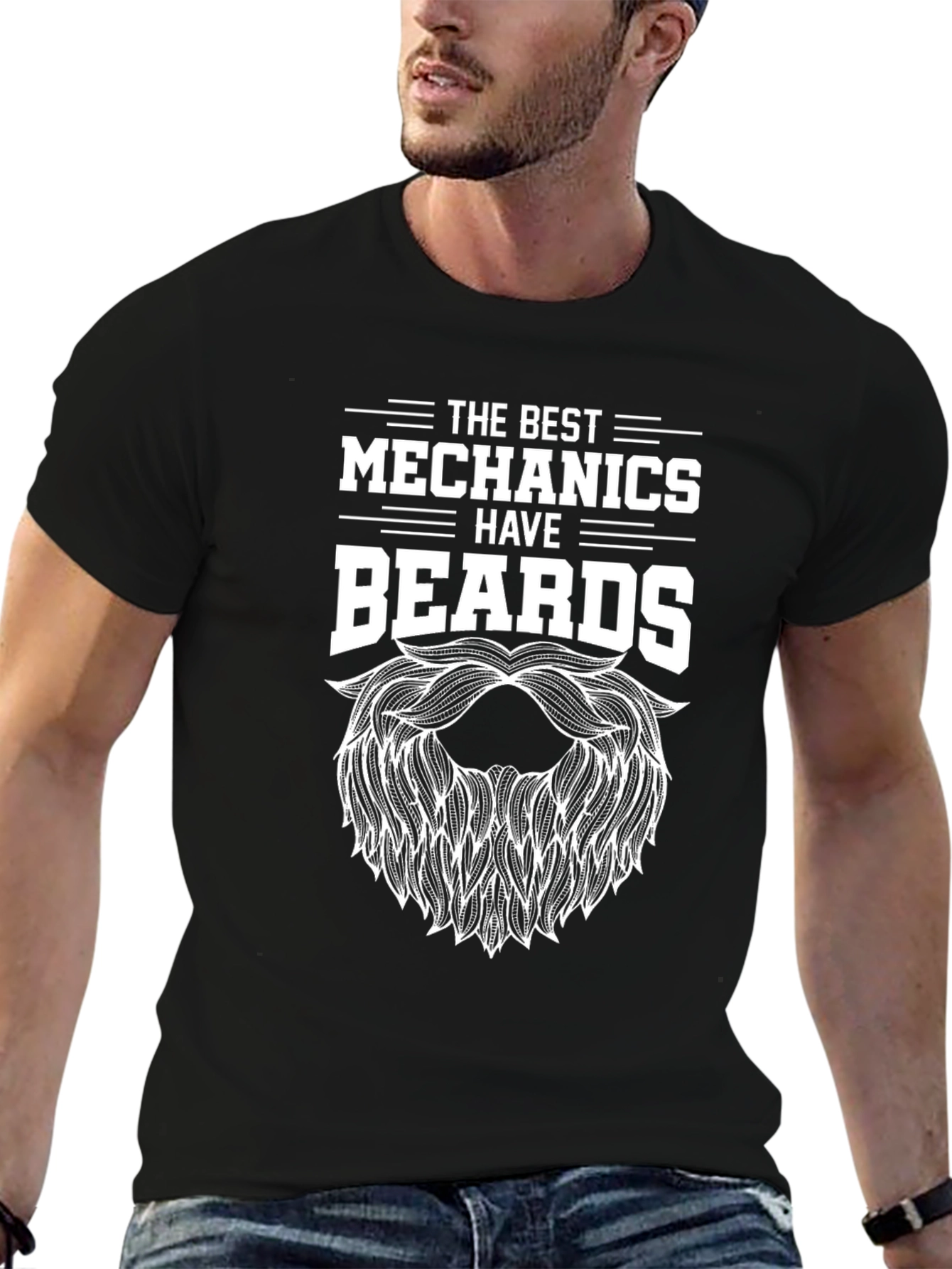 Mechanic Beard Graphic Tee - Black T-Shirt