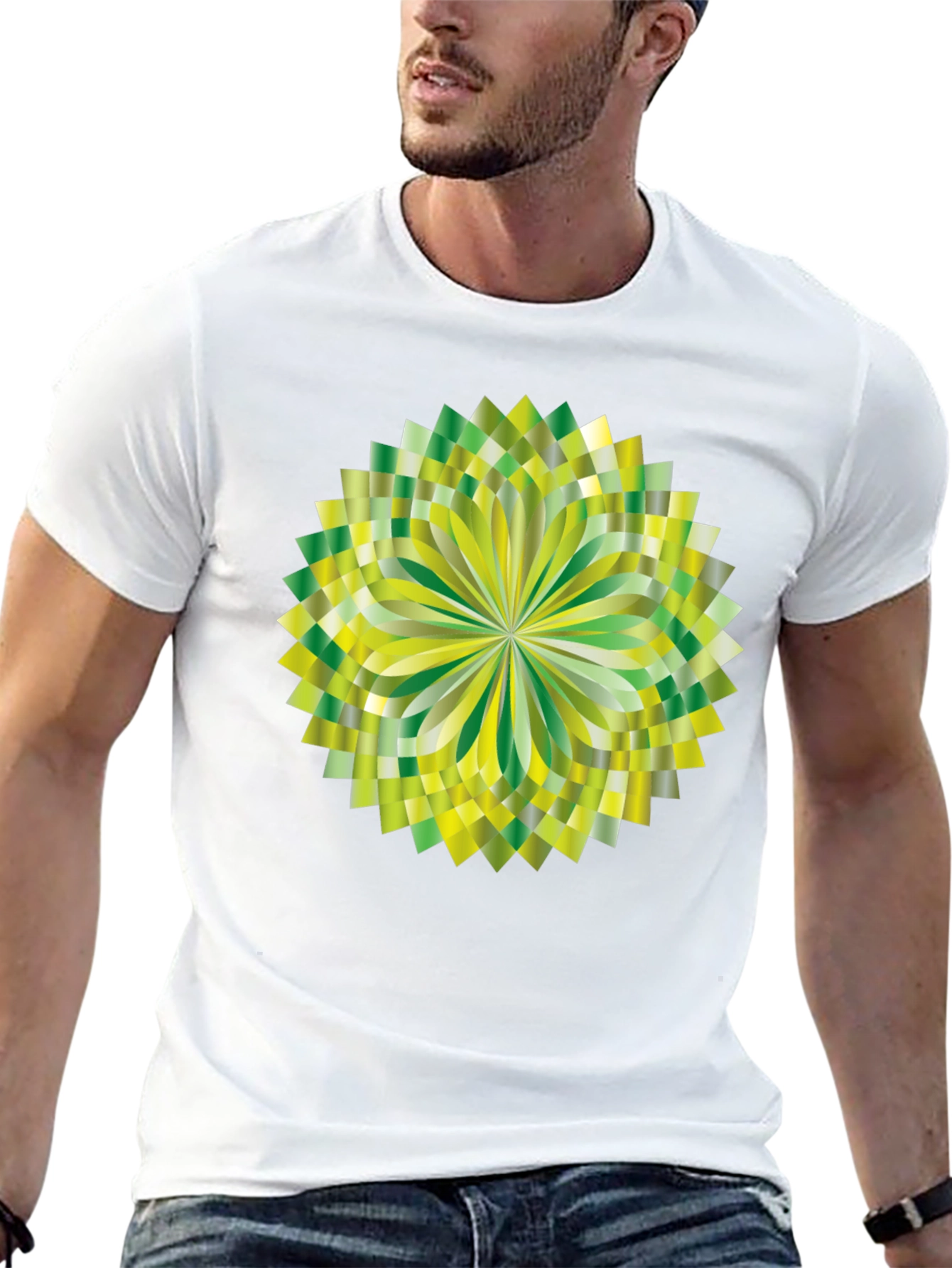 Geometric Green Burst Graphic Tee