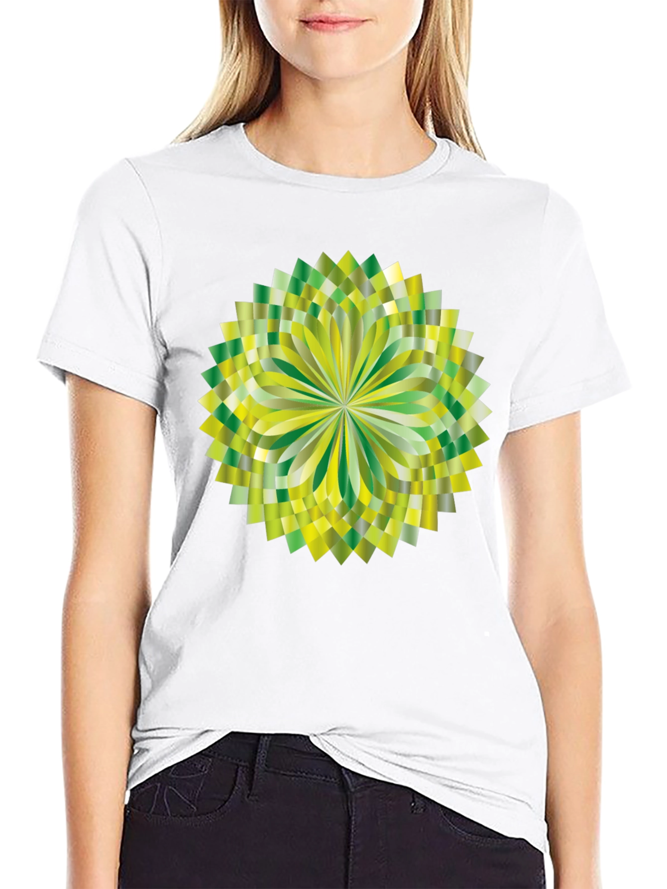 Geometric Green Burst Graphic Tee