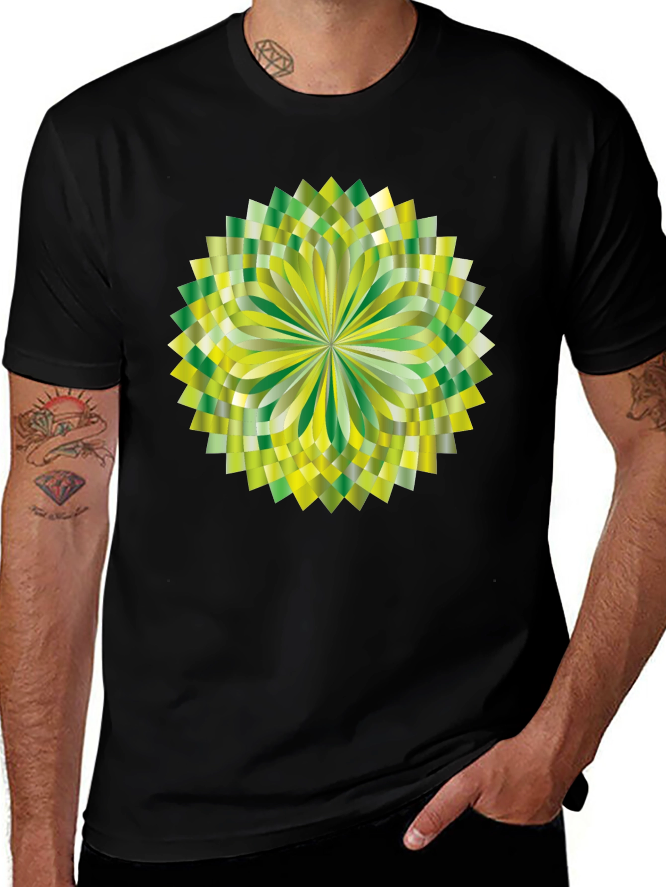 Geometric Green Burst Graphic Tee