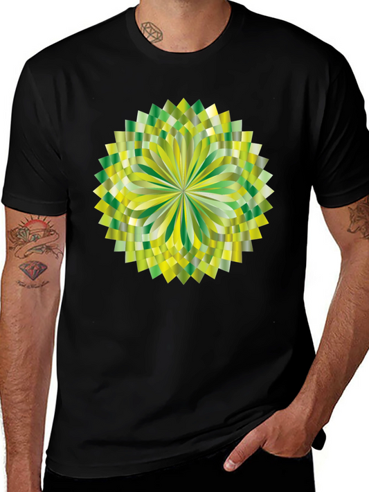 Geometric Green Burst Graphic Tee