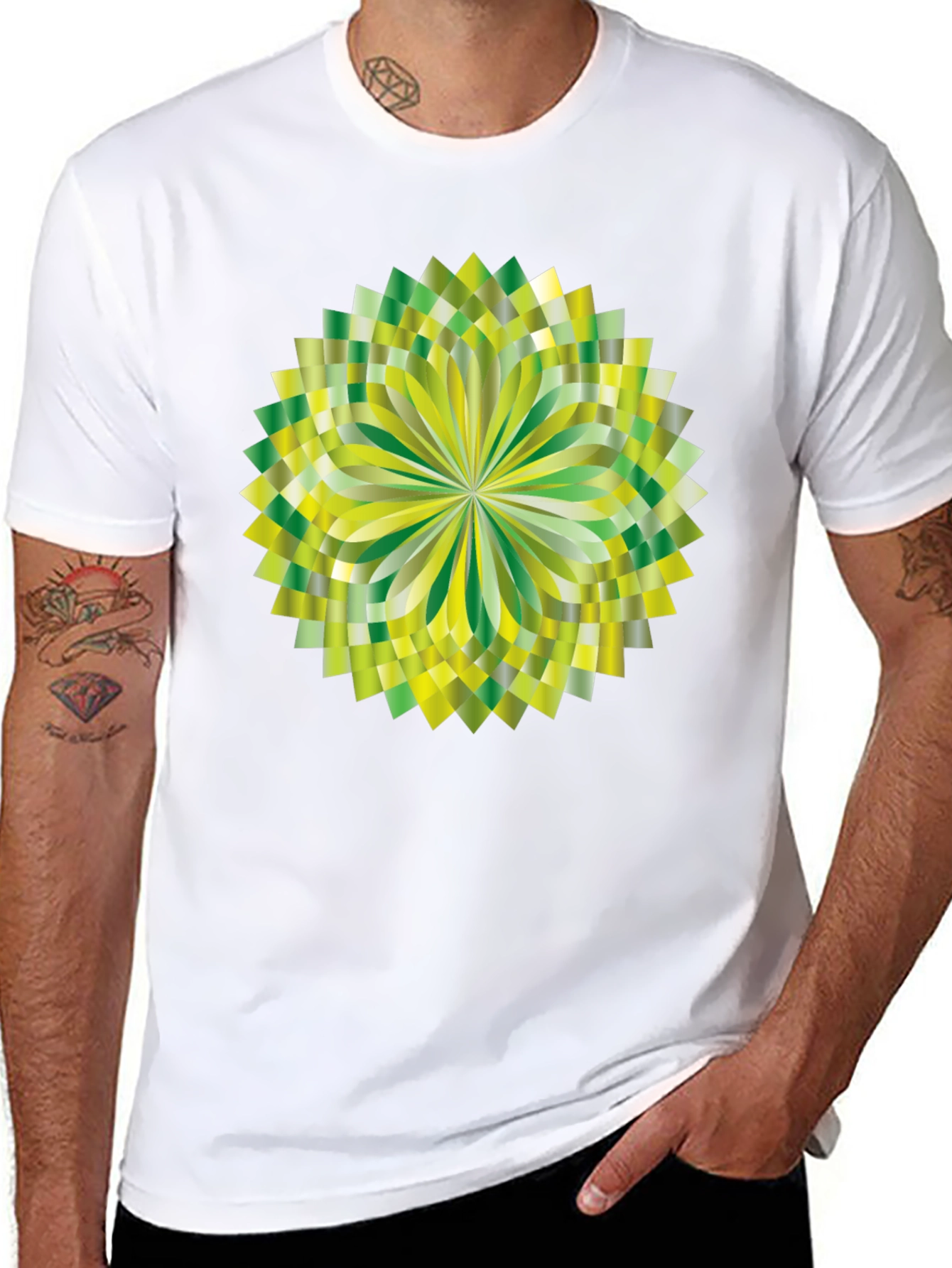 Geometric Green Burst Graphic Tee