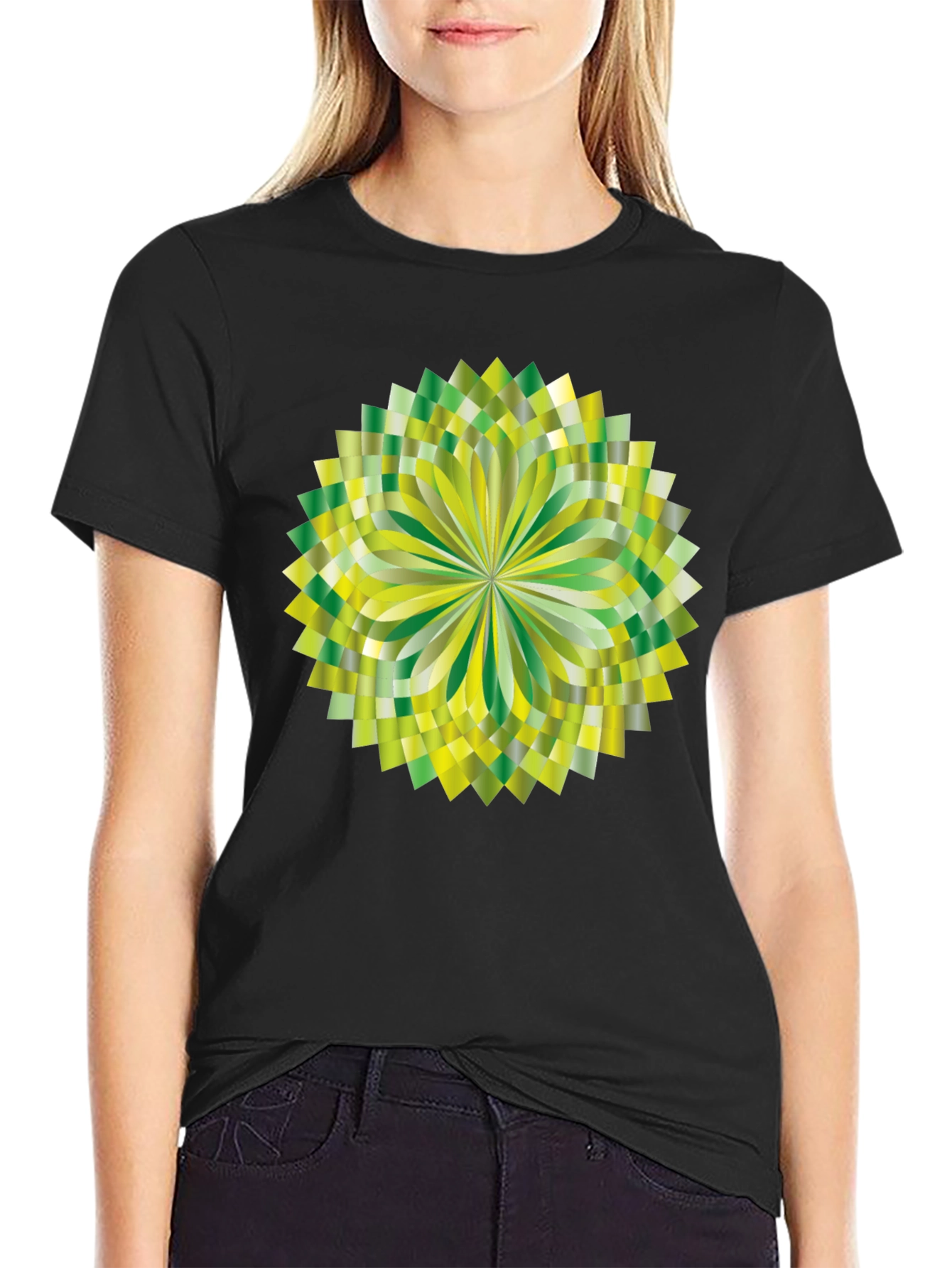 Geometric Green Burst Graphic Tee