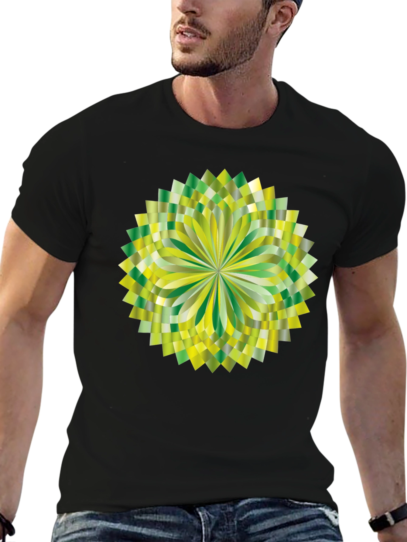 Geometric Green Burst Graphic Tee