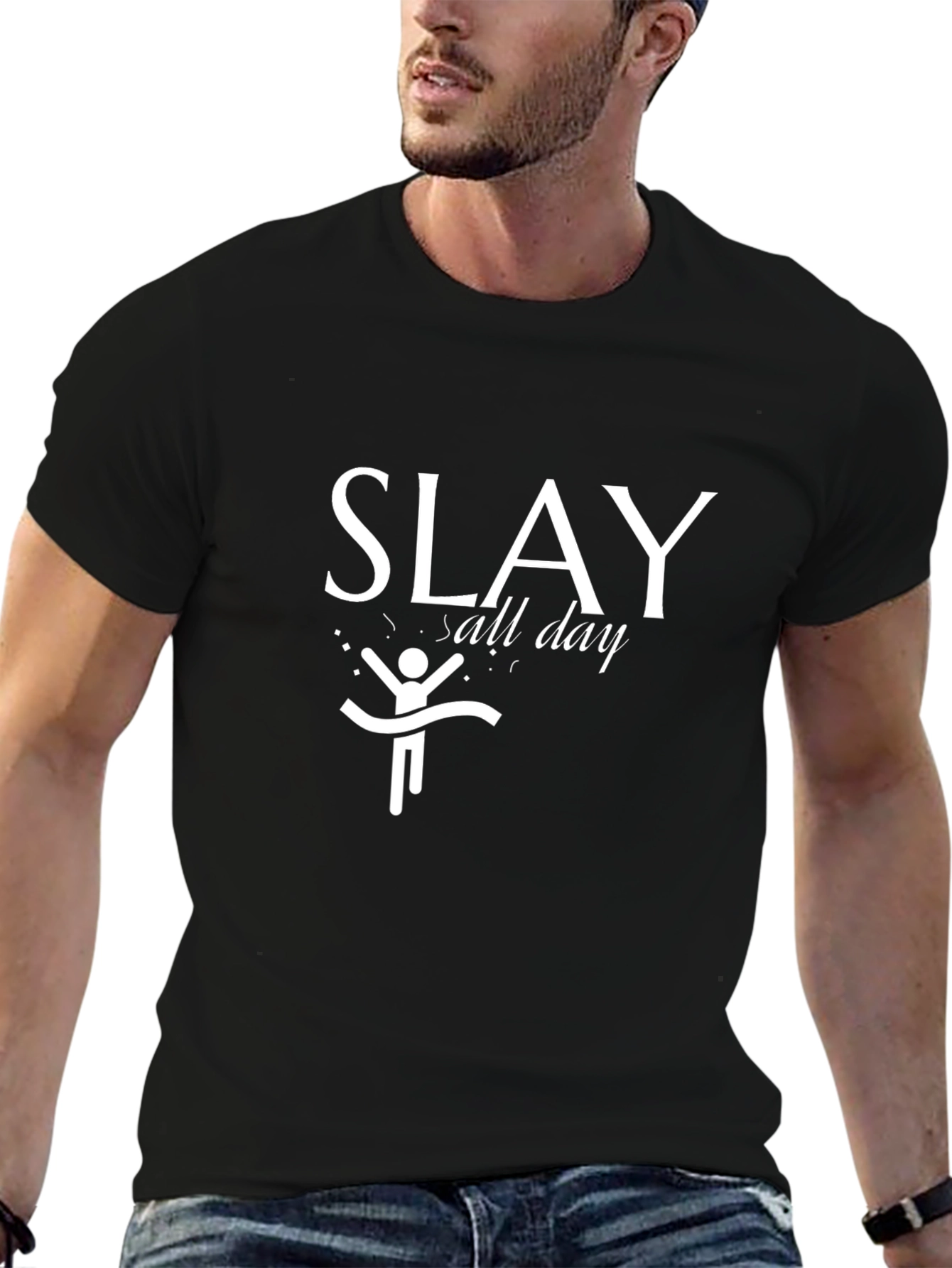 Slay All Day Graphic Tee - Black Cotton T-Shirt