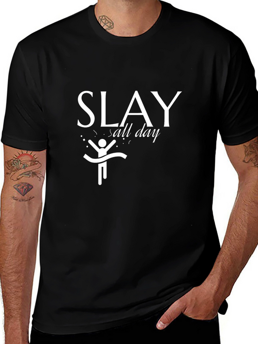 Slay All Day Graphic Tee - Black Cotton T-Shirt