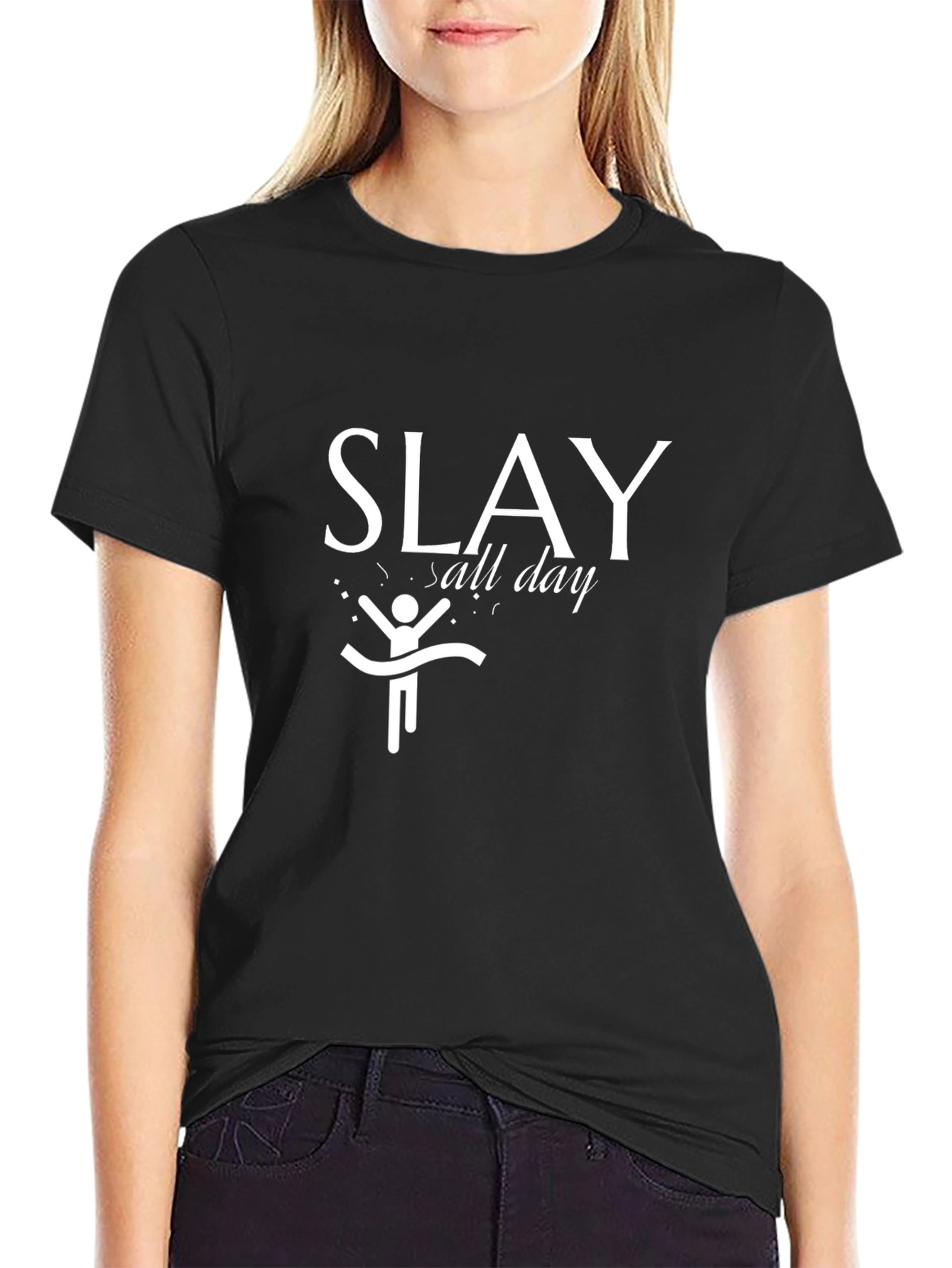 Slay All Day Graphic Tee - Black Cotton T-Shirt
