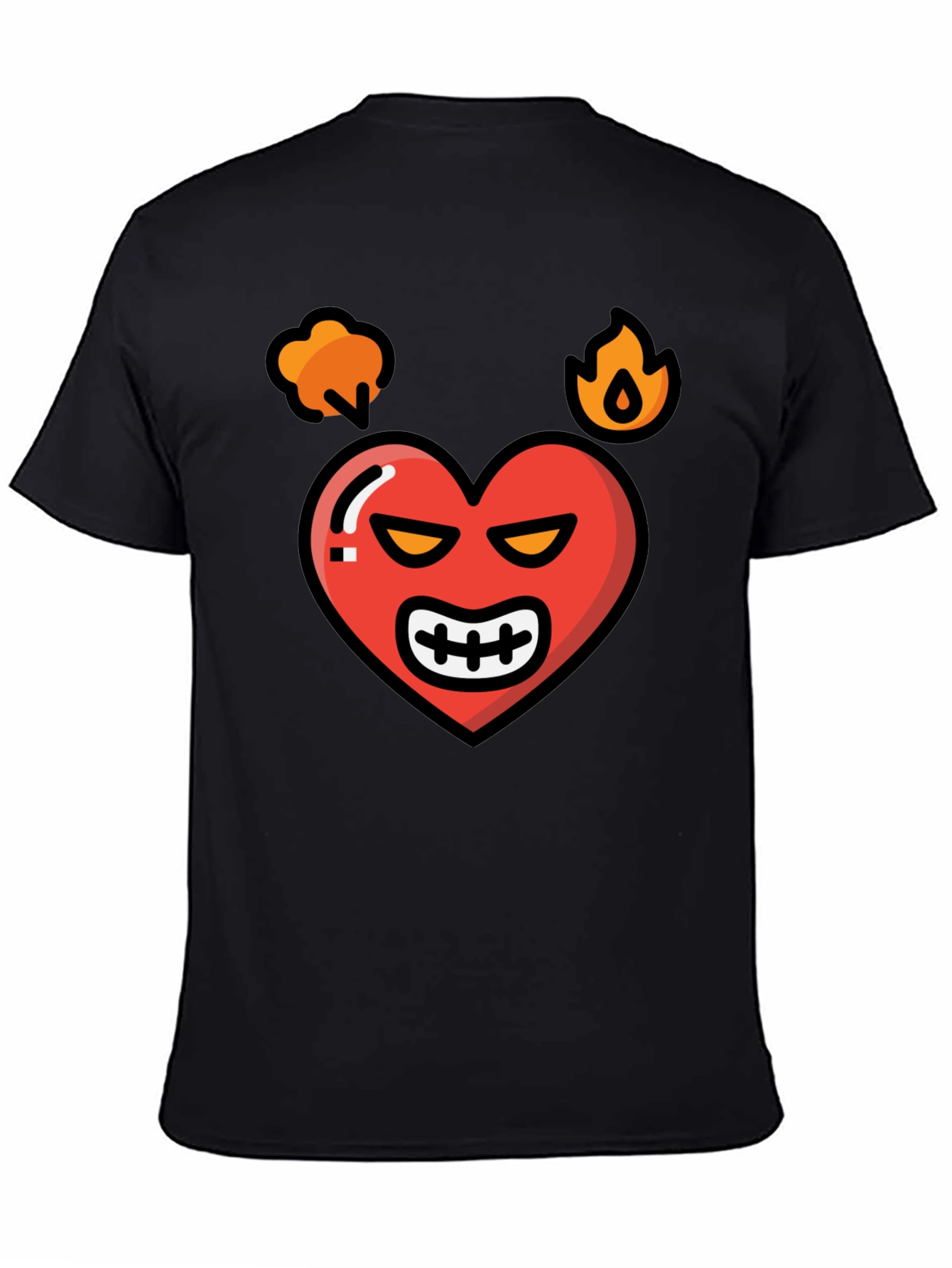 Angry Heart Graphic Tee - Black Cotton Blend Shirt