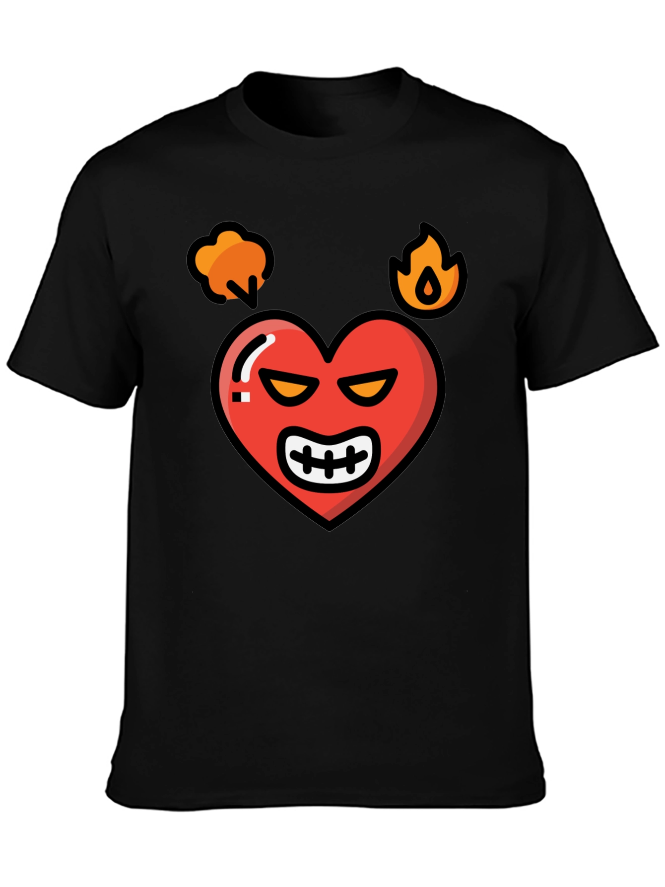 Angry Heart Graphic Tee - Black Cotton Blend Shirt