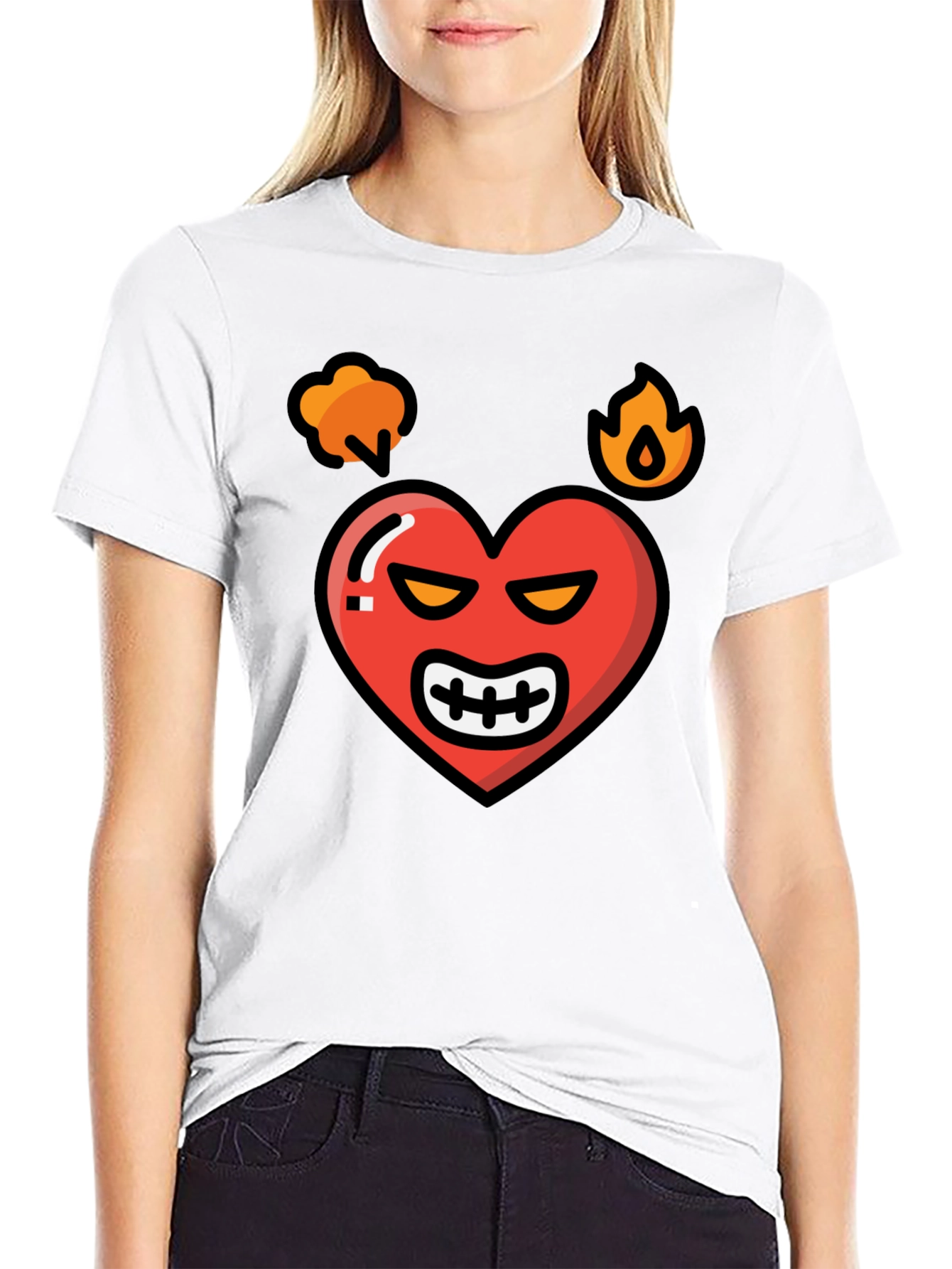 Angry Heart Graphic Tee - Black Cotton Blend Shirt