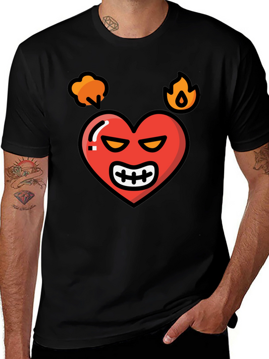 Angry Heart Graphic Tee - Black Cotton Blend Shirt