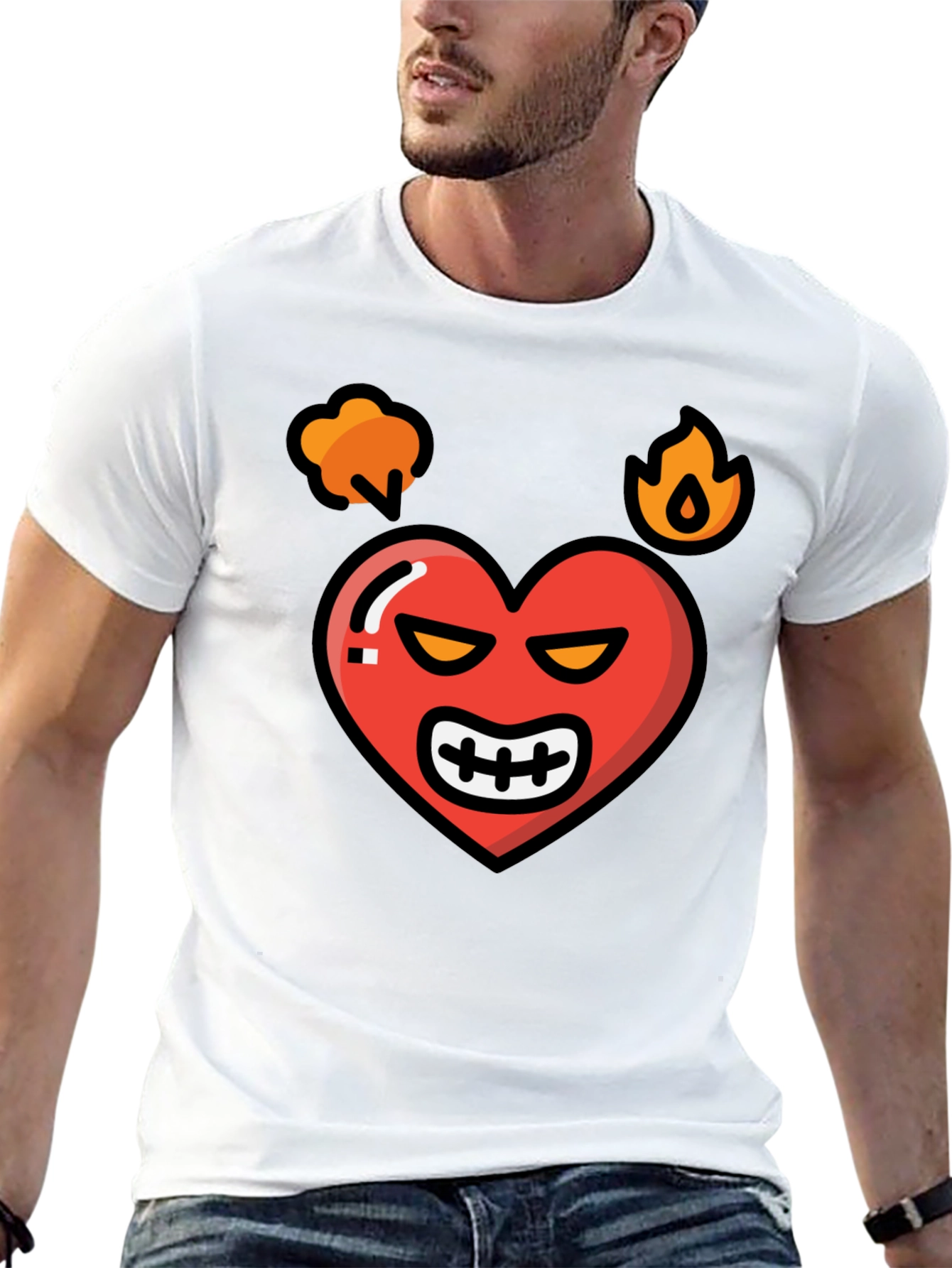Angry Heart Graphic Tee - Black Cotton Blend Shirt