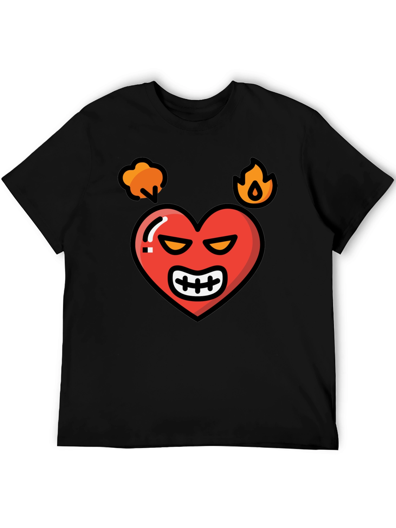 Angry Heart Graphic Tee - Black Cotton Blend Shirt