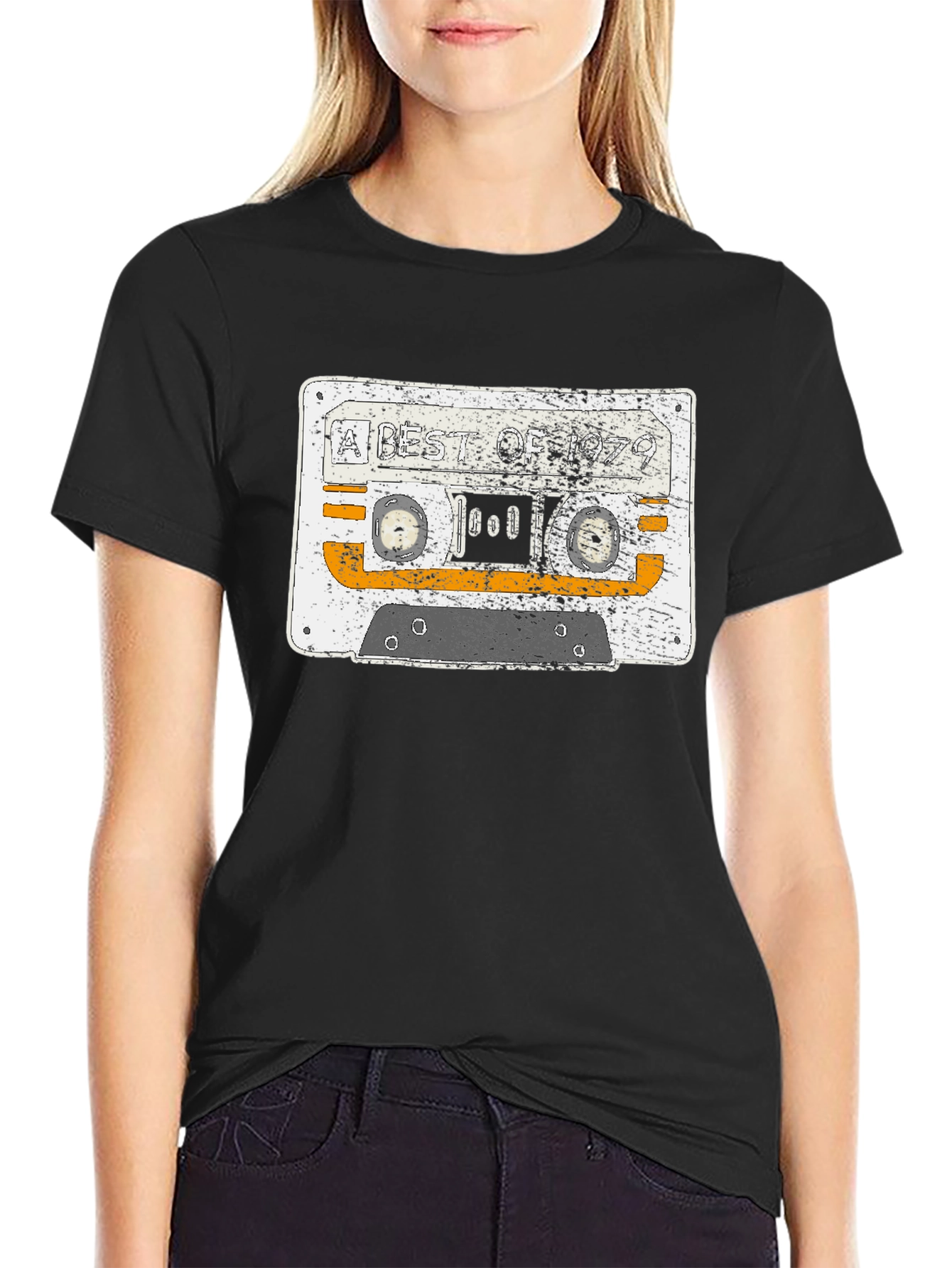 Retro Cassette Tape Graphic T-Shirt - Black
