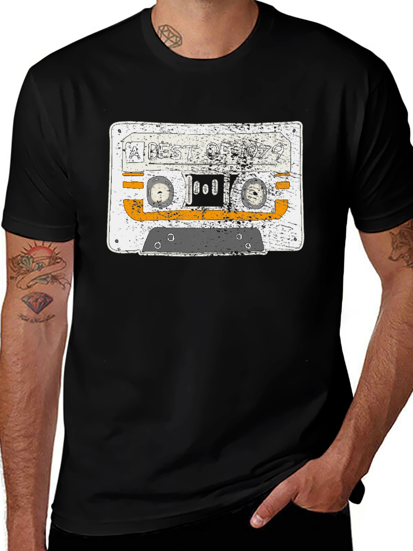 Retro Cassette Tape Graphic T-Shirt - Black