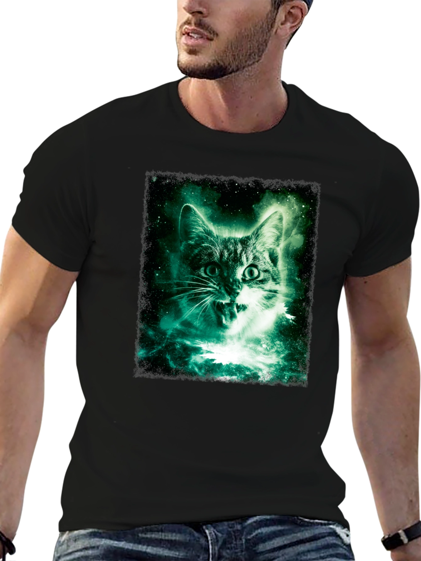 Cosmic Cat Black T-Shirt