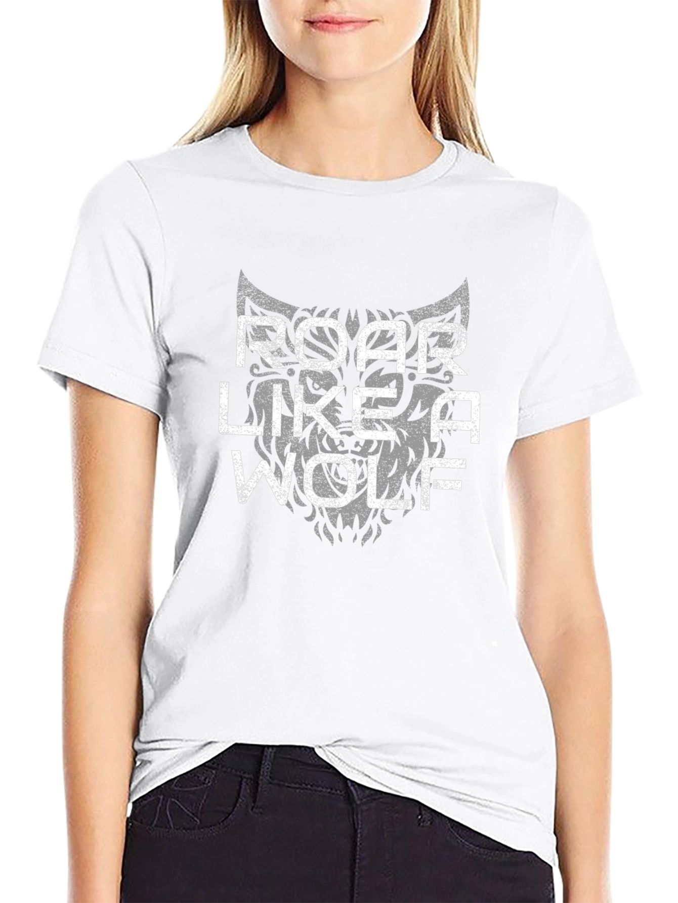 Roar Like A Wolf Graphic Tee - Black