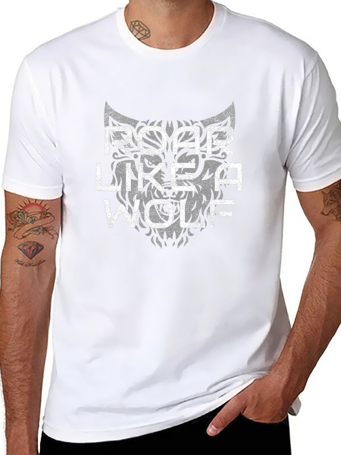 Roar Like A Wolf Graphic Tee - Black