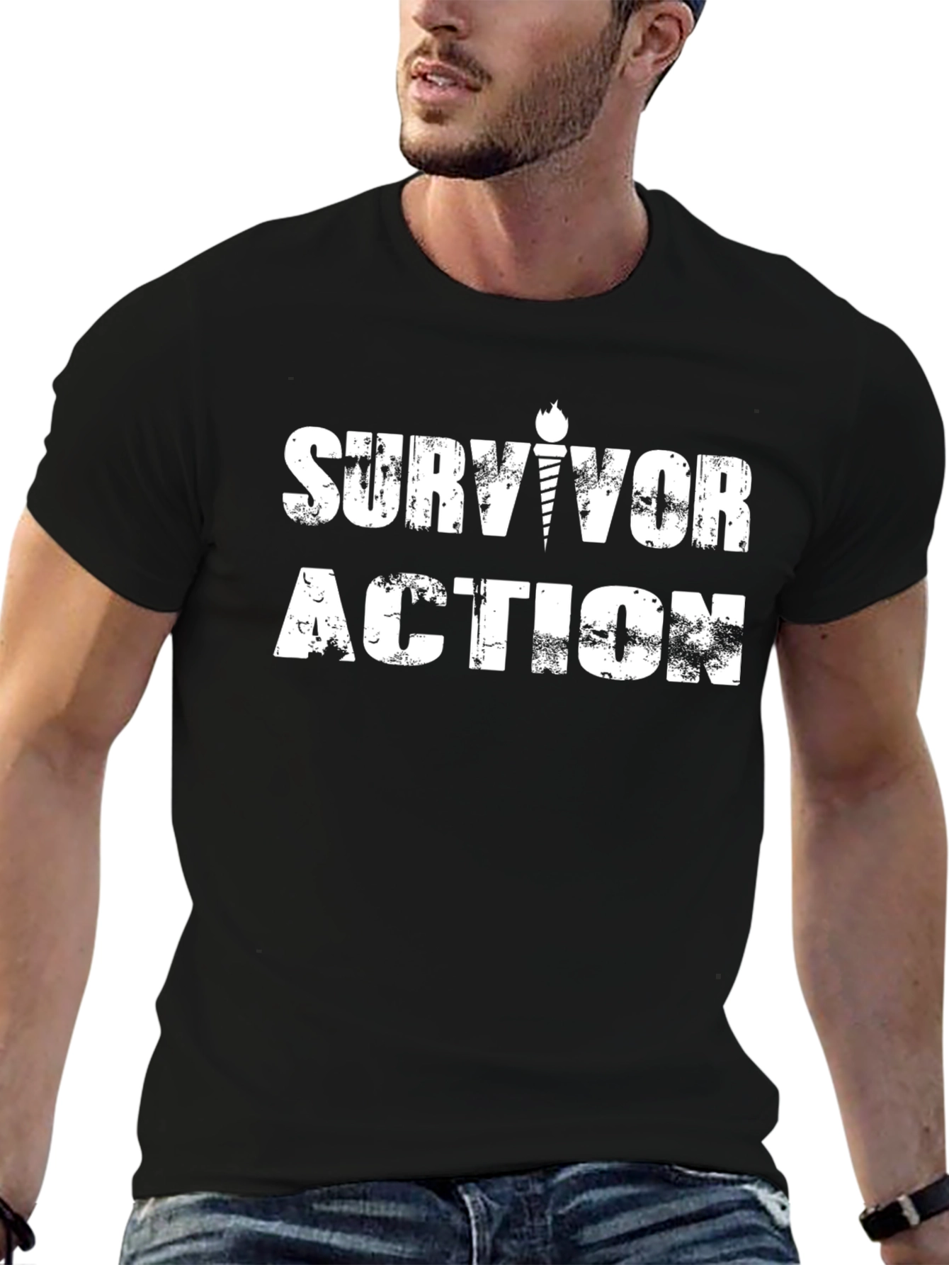 Survivor Action Graphic Black T-Shirt