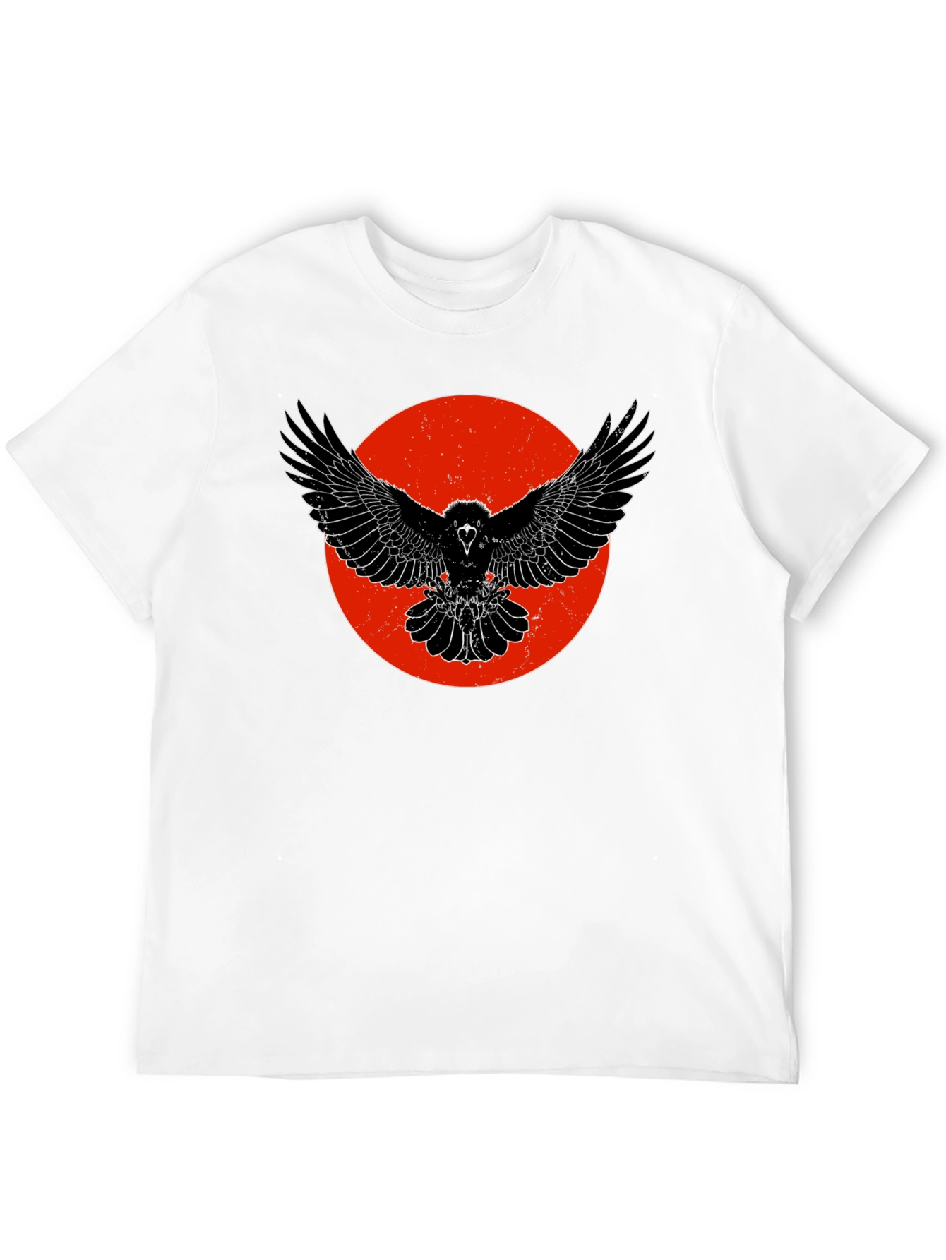 Raven Graphic Tee - Black Cotton Bird Print T-Shirt