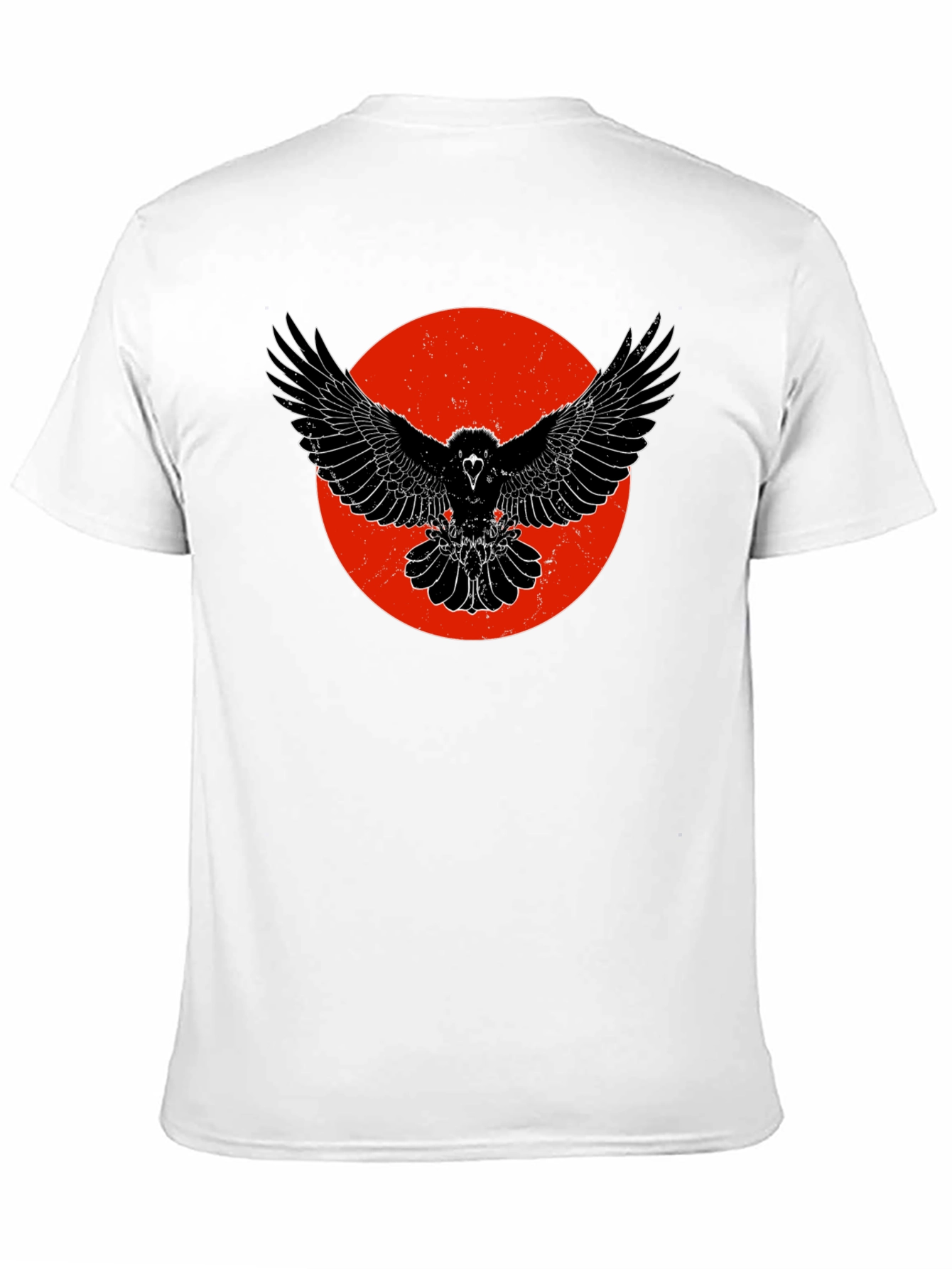 Raven Graphic Tee - Black Cotton Bird Print T-Shirt