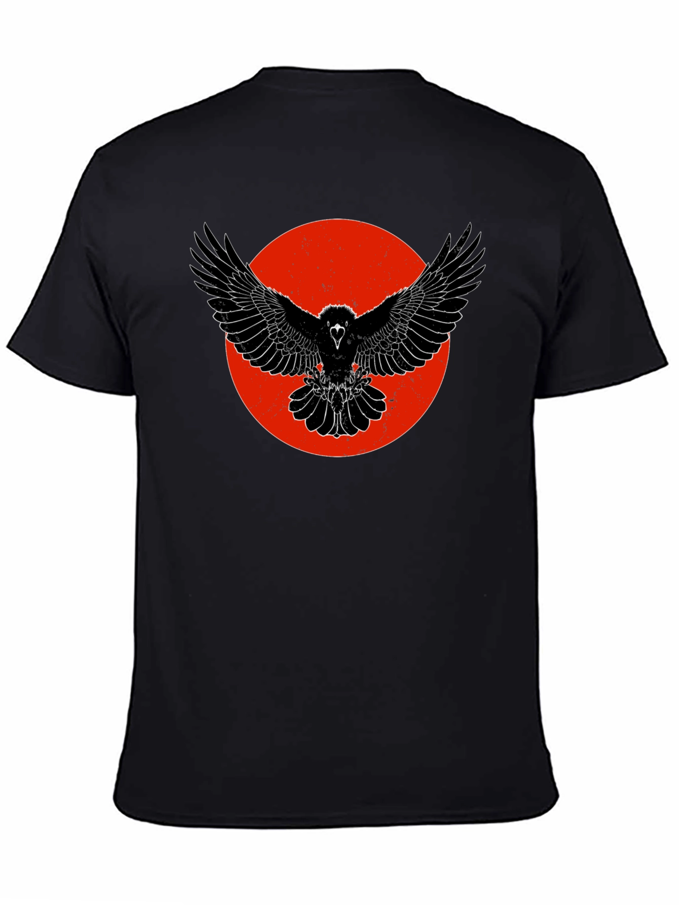 Raven Graphic Tee - Black Cotton Bird Print T-Shirt