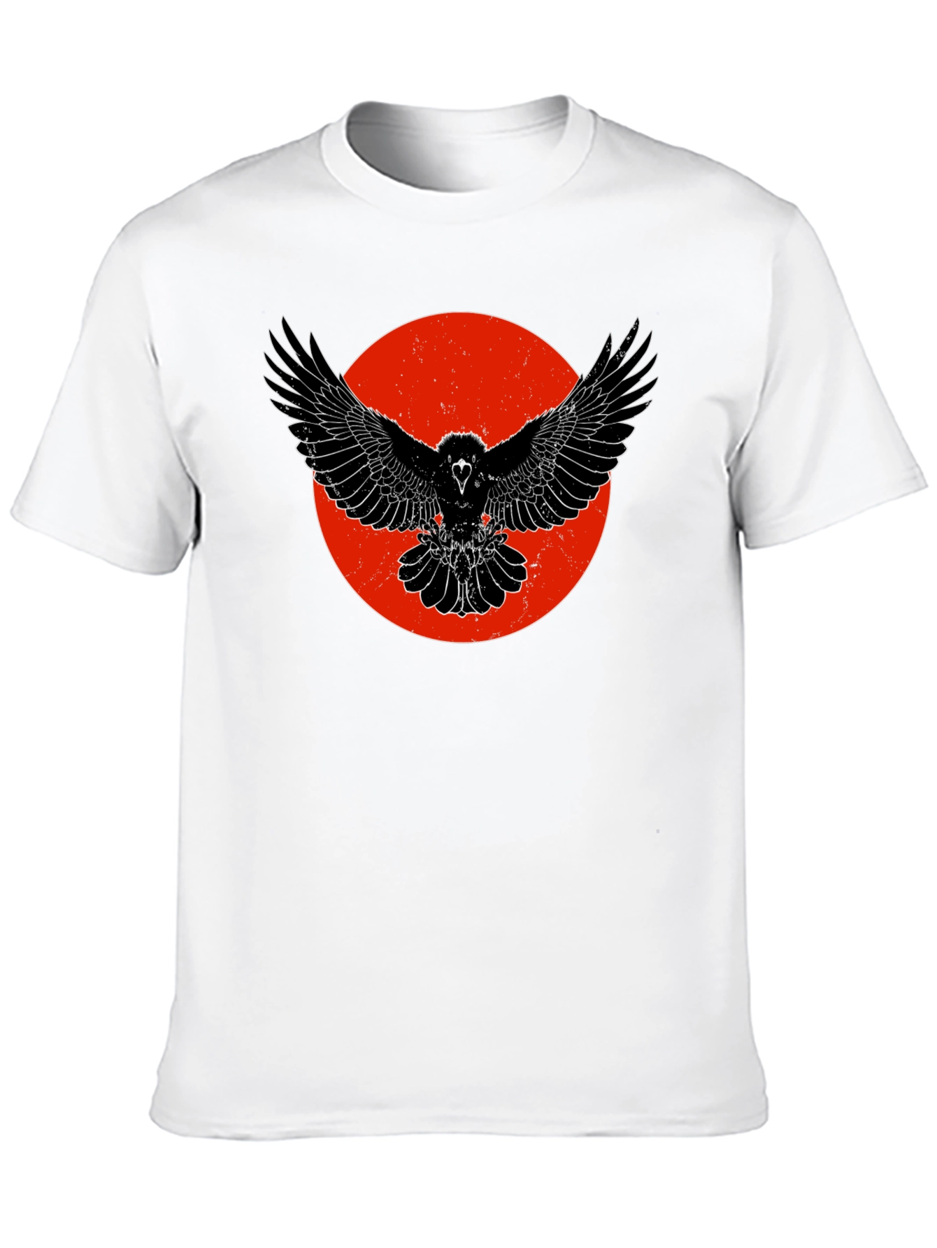 Raven Graphic Tee - Black Cotton Bird Print T-Shirt