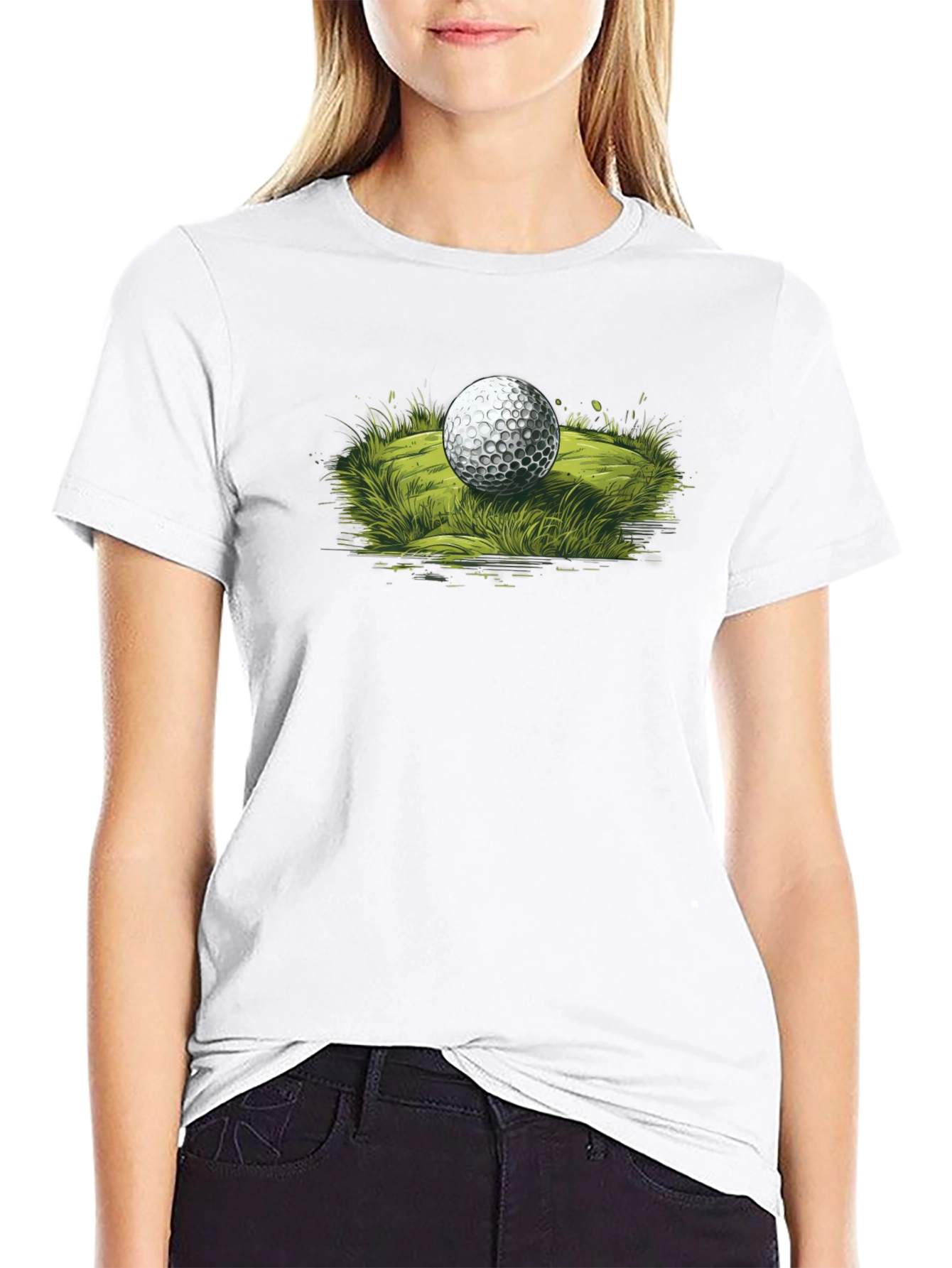 Golf Ball Graphic Tee - Black Casual T-Shirt