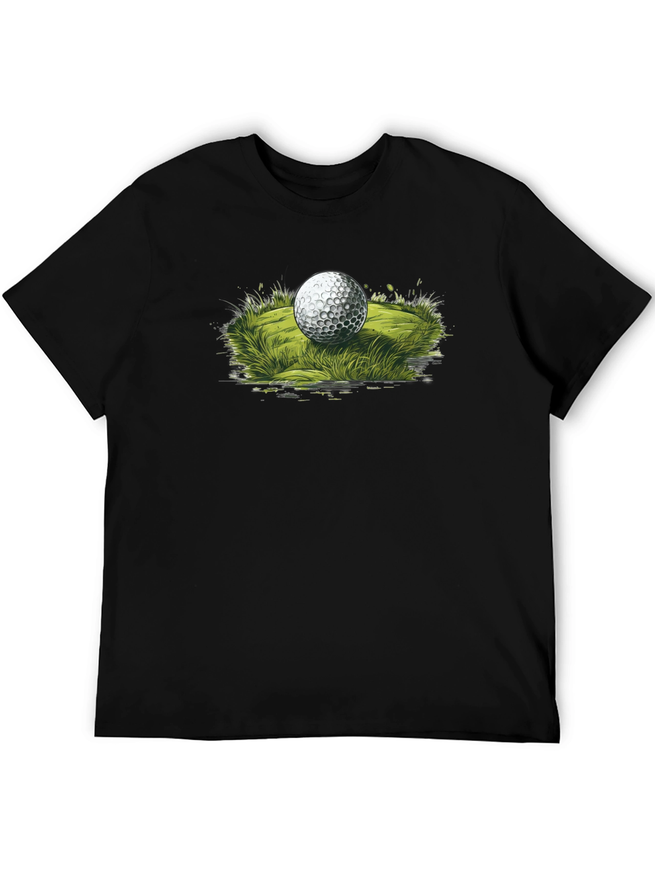 Golf Ball Graphic Tee - Black Casual T-Shirt